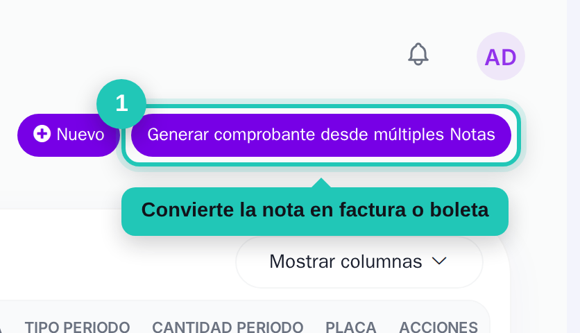 Opciones de generar comprobante y generar guía de la nota de venta señaladas