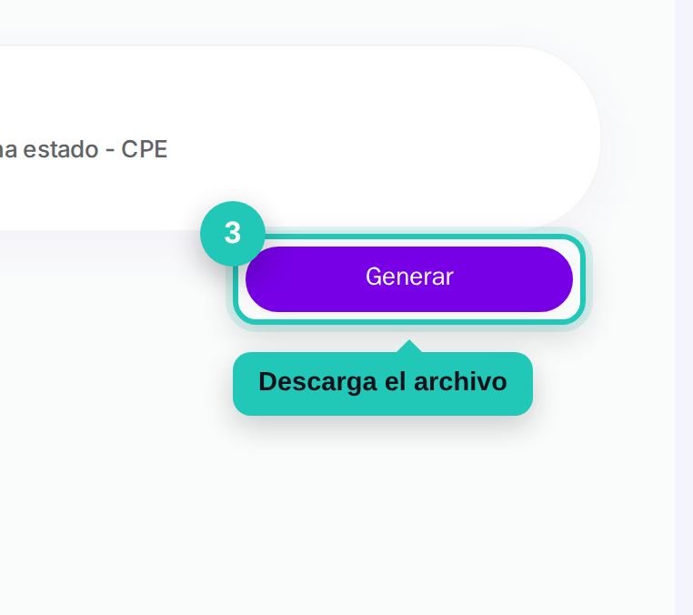 Periodo, tipo y botón generar señalados