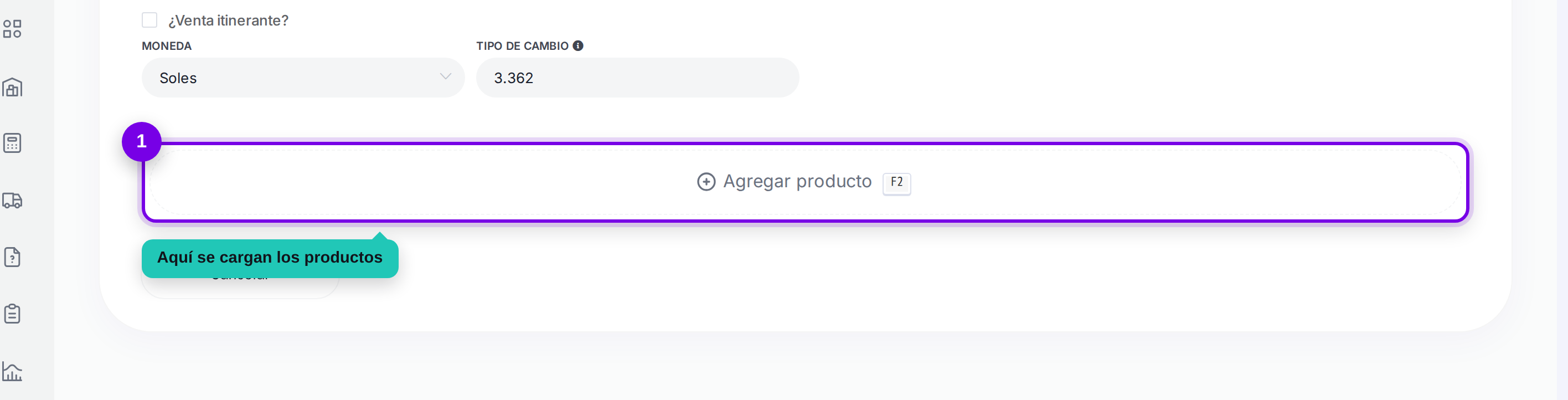 Botón de agregar producto señalado