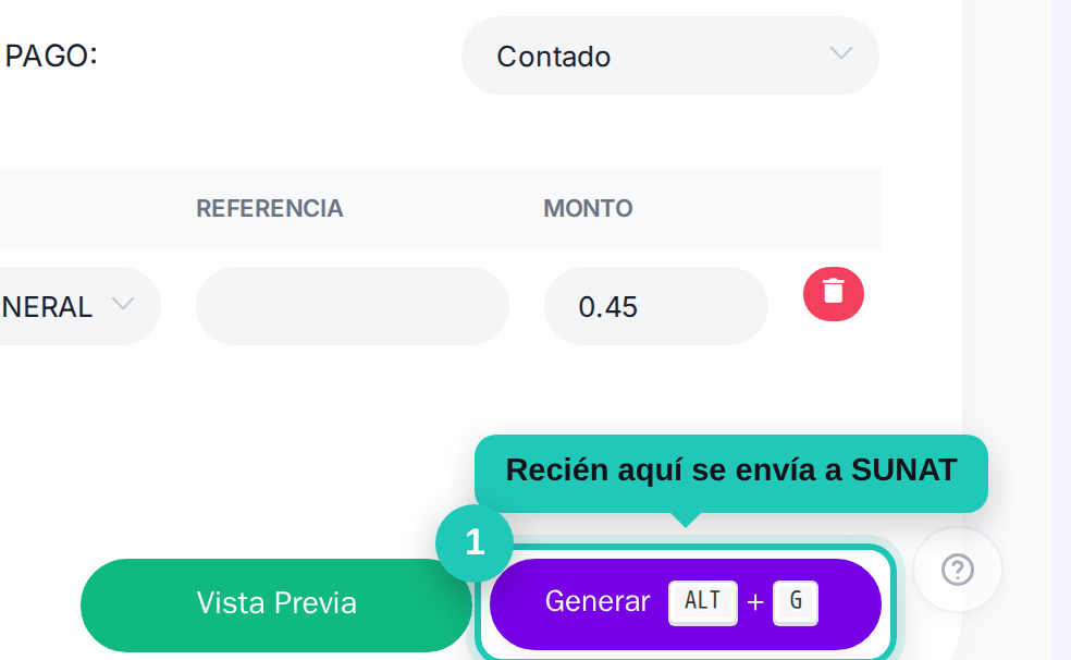 Botón Generar señalado