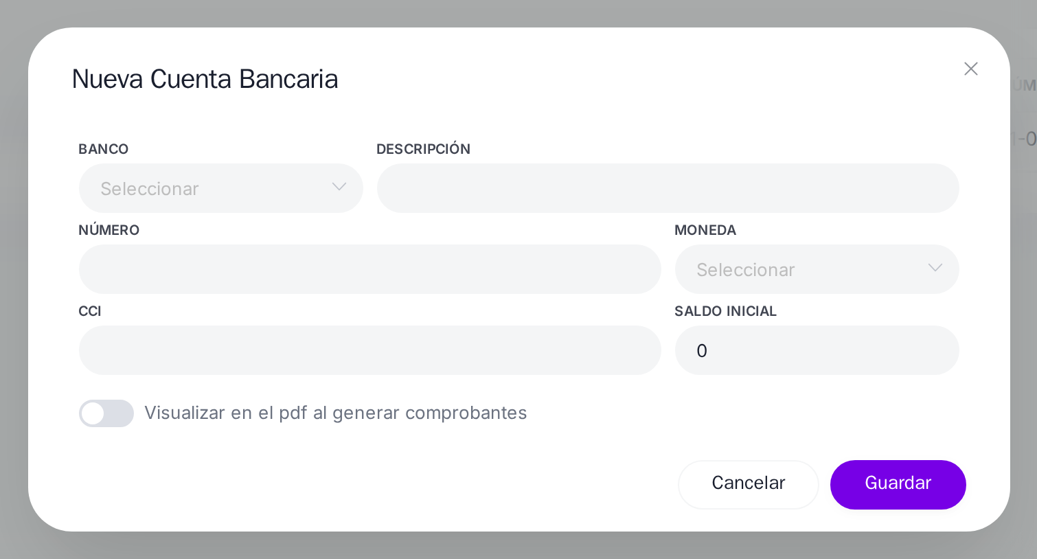 Formulario de una cuenta bancaria