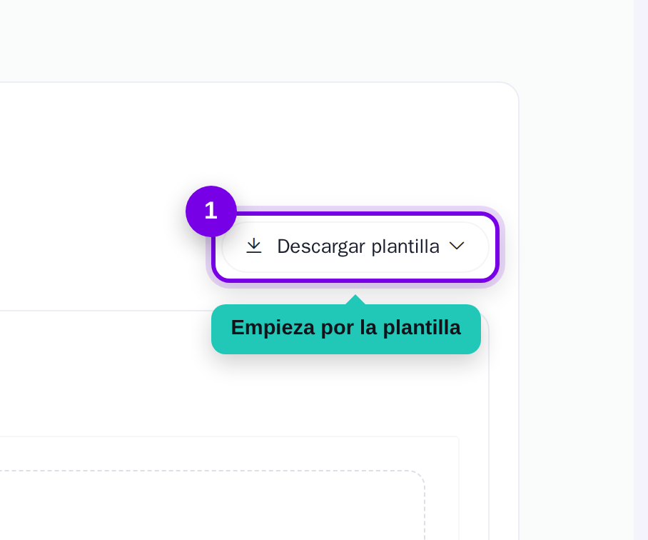 Botón de descargar plantilla del importador de recetas señalado