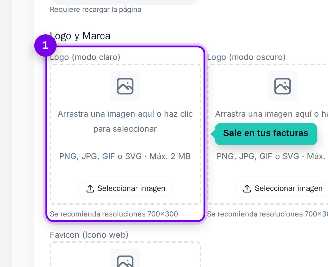 Campo para subir el logo señalado