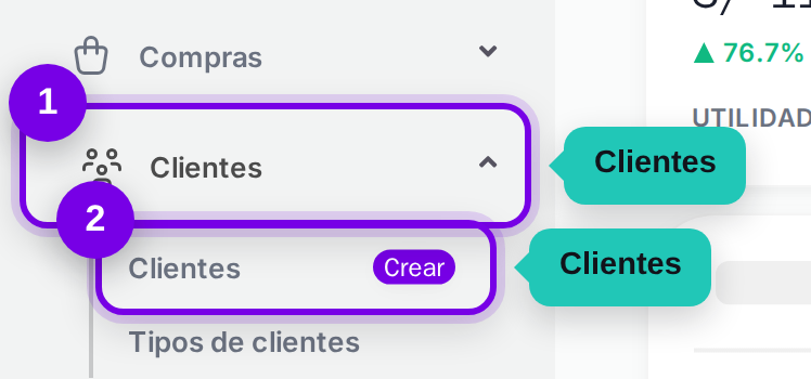 Camino en el menú: Clientes, luego Clientes