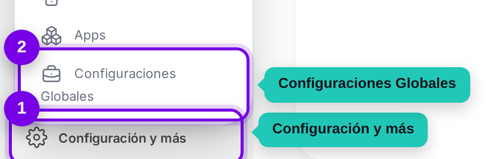Camino en el menú: Configuración y más, luego Configuraciones Globales