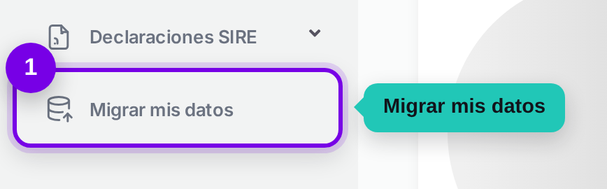 Camino en el menú: Migrar mis datos