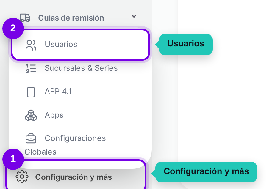 Camino en el menú: Configuración y más, luego Usuarios